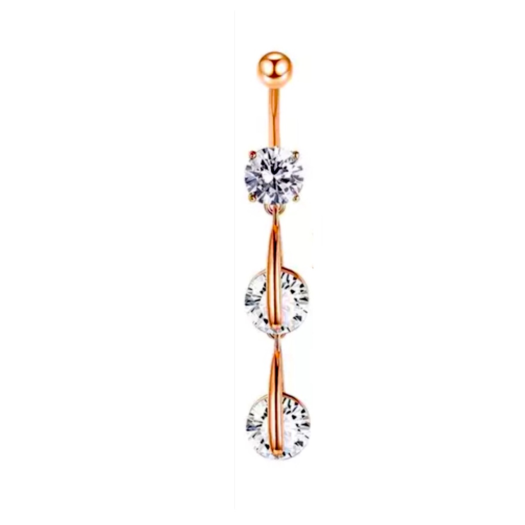 14k Rose Gold Plated Diamond Belly Button